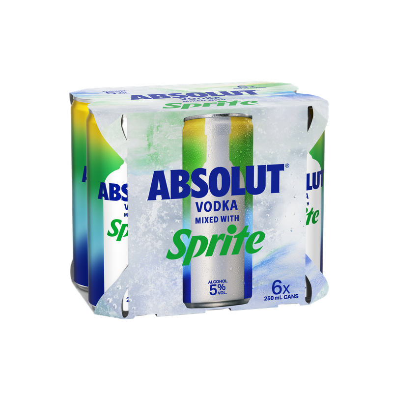 Absolut & Sprite 5% 6 Pack Cans 250ml