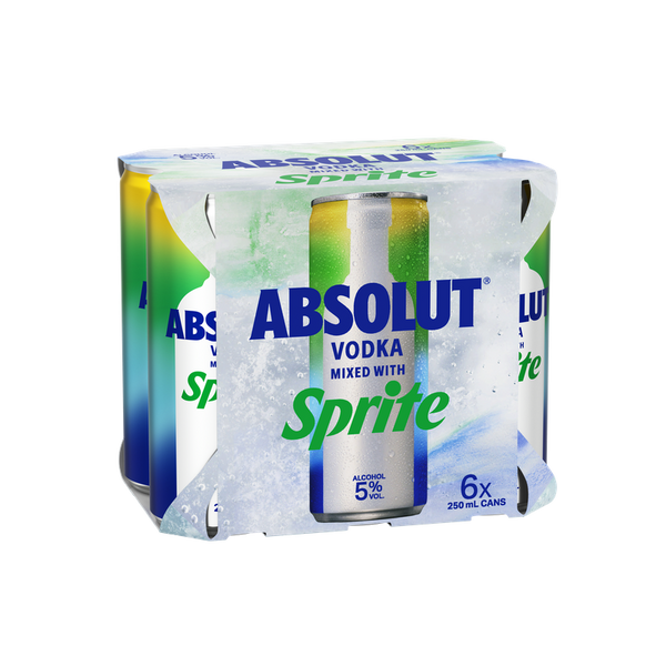 Absolut & Sprite 5% 6 Pack Cans 250ml