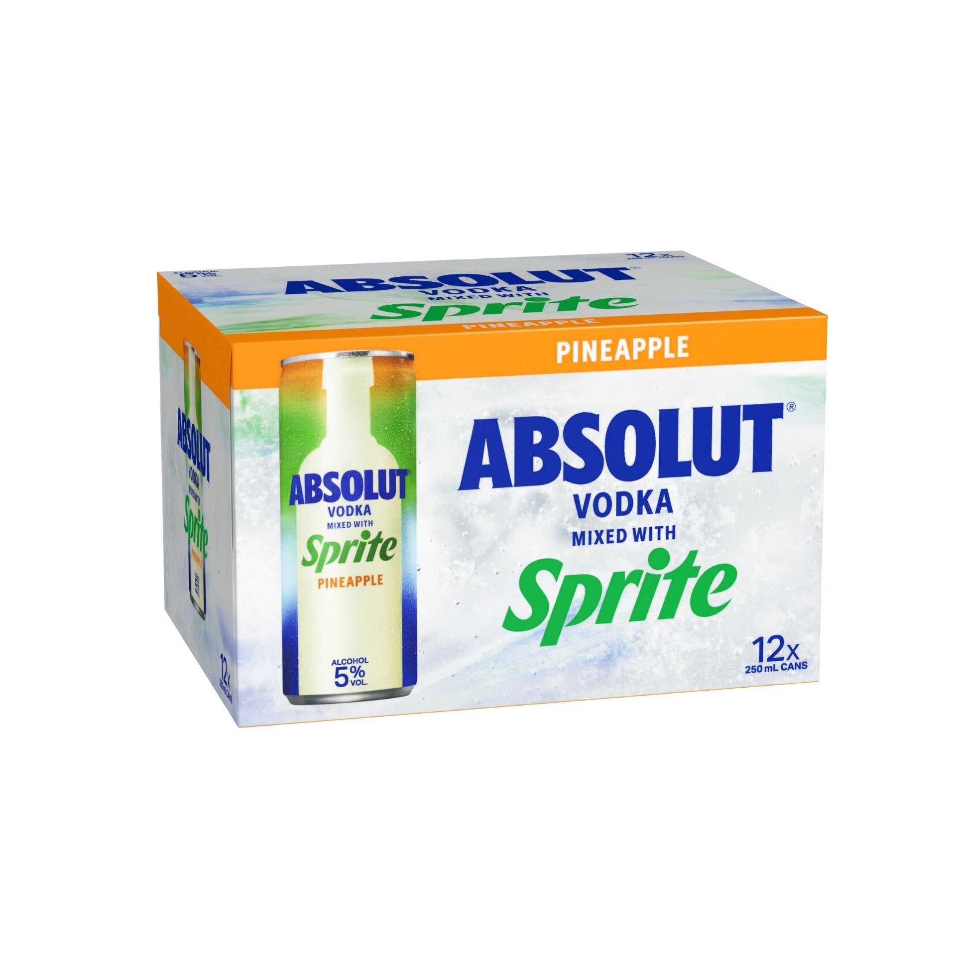Absolut & Sprite Pineapple 5% 12 Pack Cans 250ml