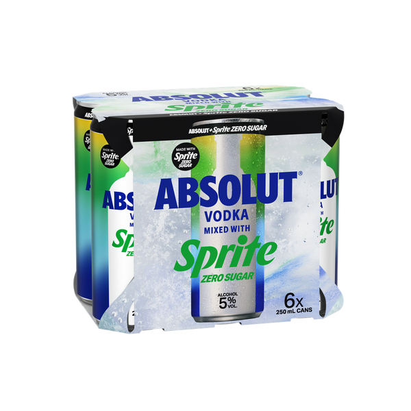 Absolut & Sprite Zero 5% 6 Pack Cans 250ml