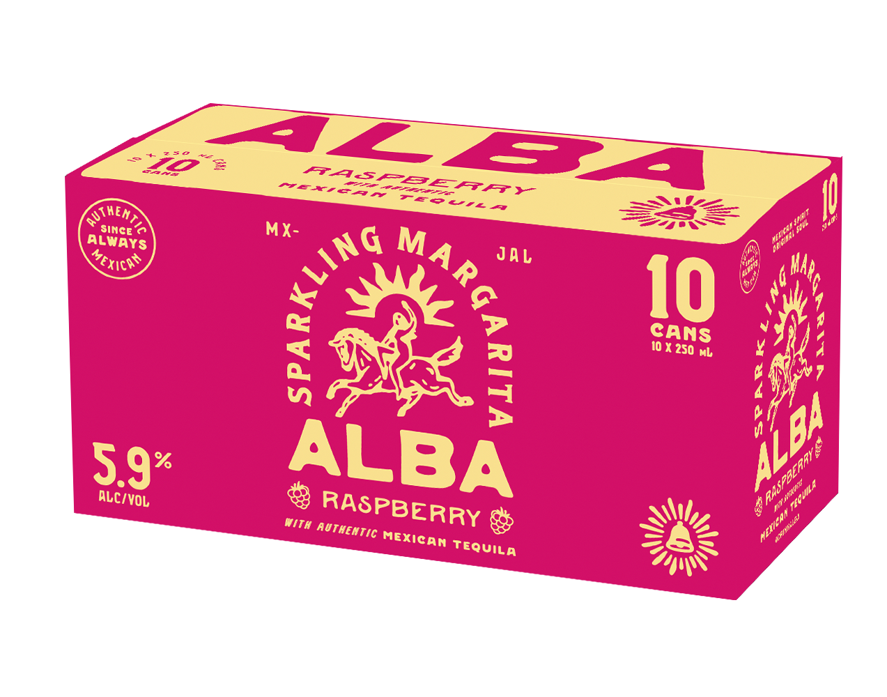 Alba Sparkling Raspberry Margarita 5.9% 10 Pack Cans 250ml