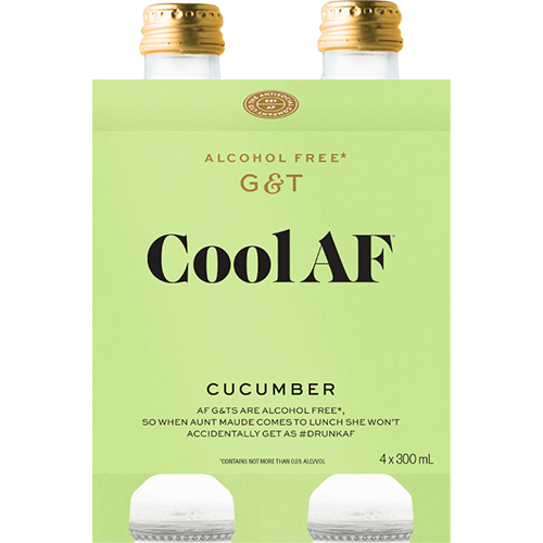 Alcohol Free Cool AF Cucumber G&T 0.0% 4 Pack Bottles 300ml