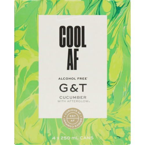 Alcohol Free Cool AF Cucumber G&T 0.0% 4 Pack Cans 250ml