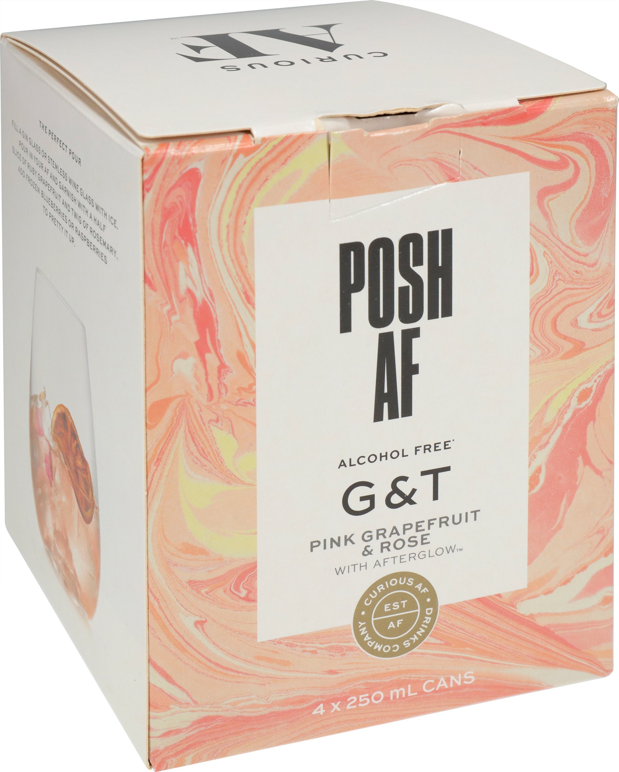 Alcohol Free Posh AF Pink Grapefruit G&T 0.0% 4 Pack Cans 250ml