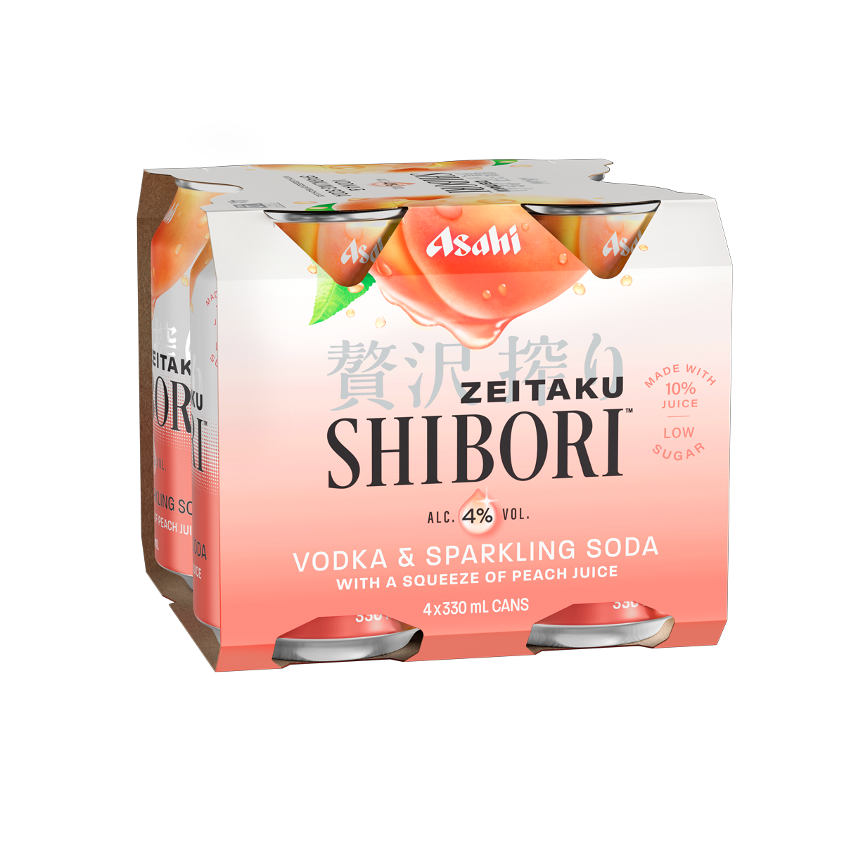 Asahi Shibori Vodka Peach 4% 4 Pack Cans 330ml