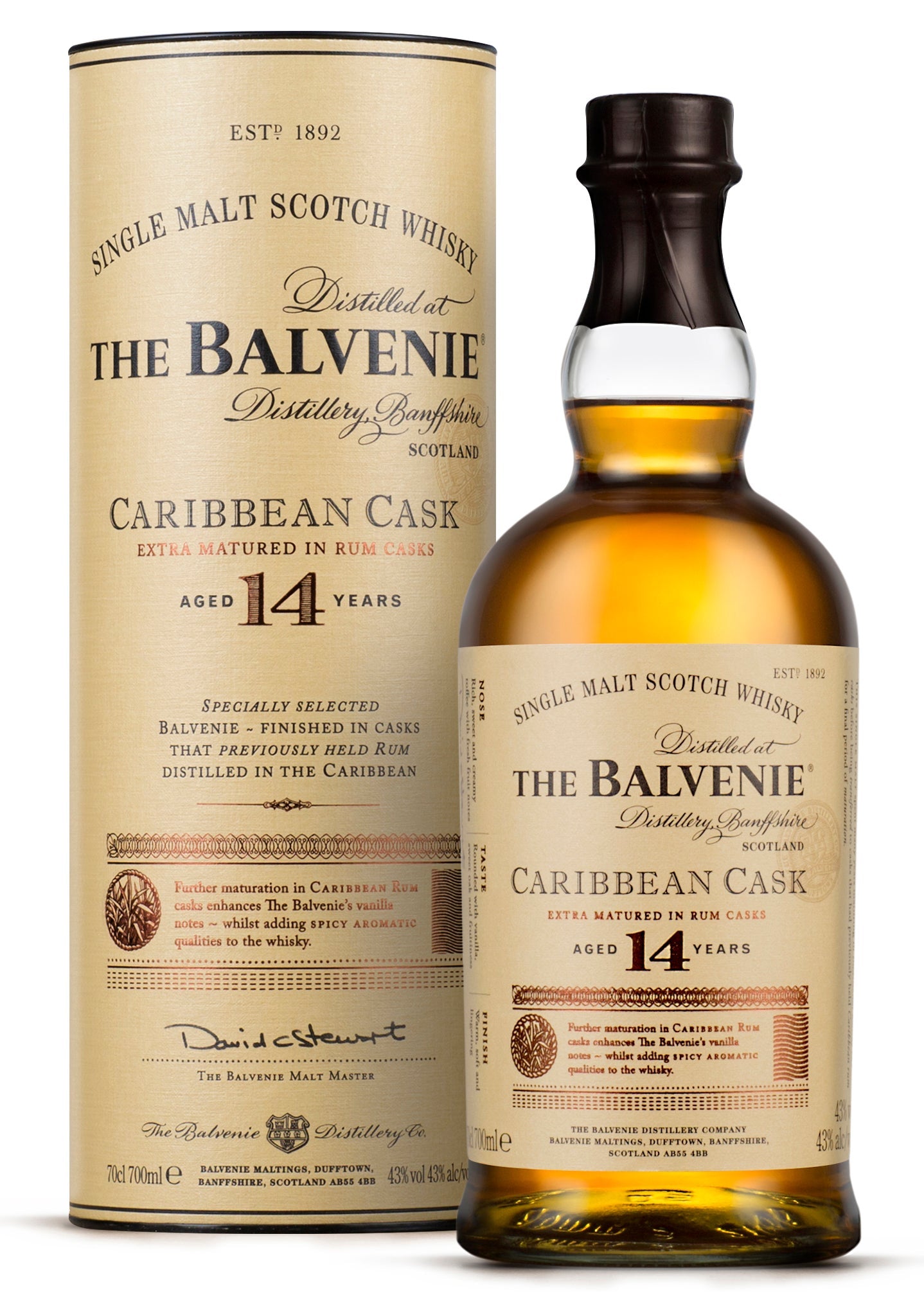 Balvenie 14YO Caribbean Cask Single Malt Whisky 700ml