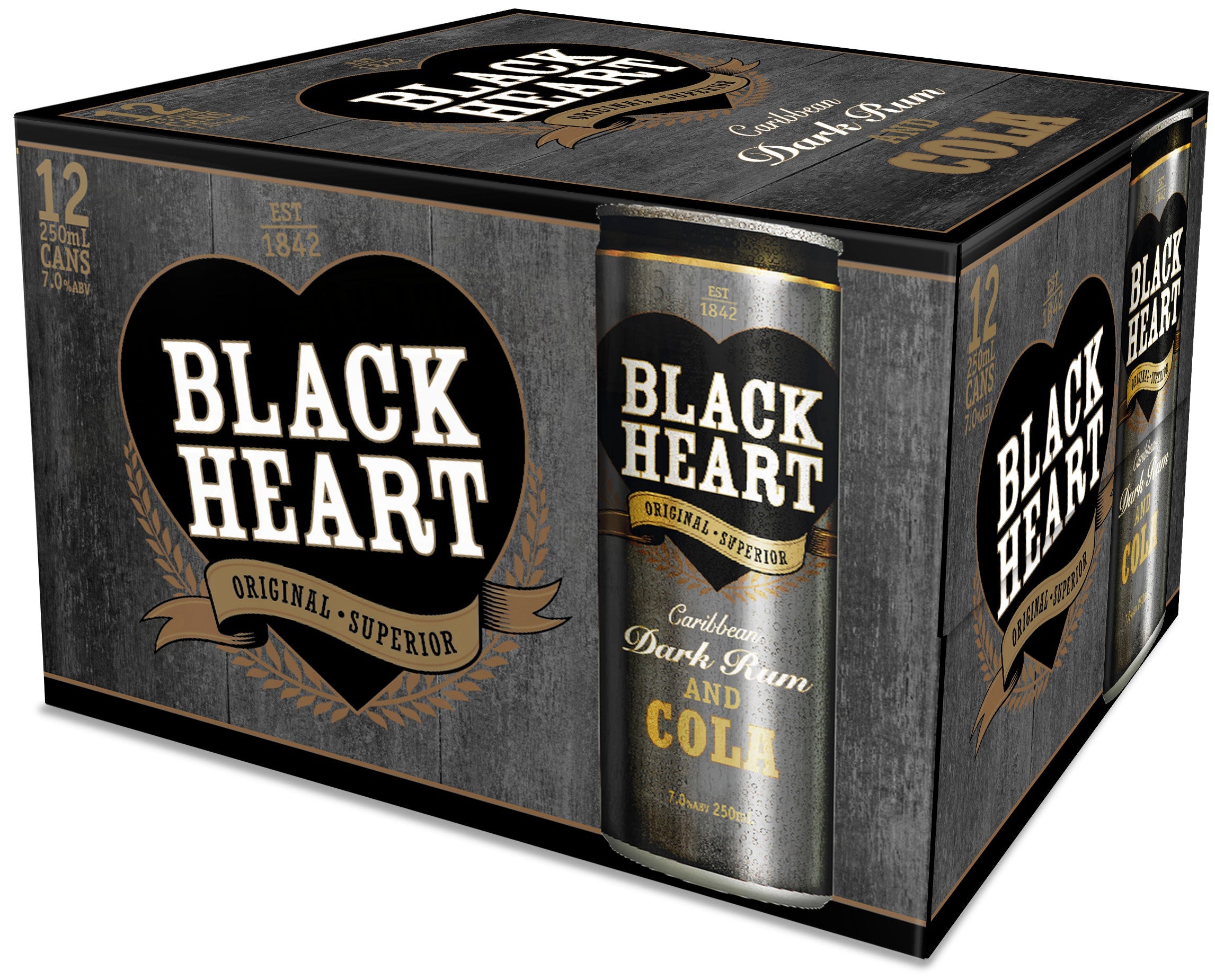 Black Heart & Cola 7% 12 Pack Cans 250ml