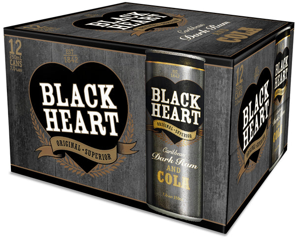 Black Heart & Cola 7% 12 Pack Cans 250ml