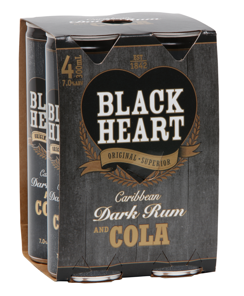 Black Heart & Cola 7% 4 Pack Cans 300ml