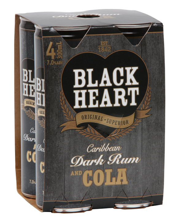Black Heart & Cola 7% 4 Pack Cans 300ml