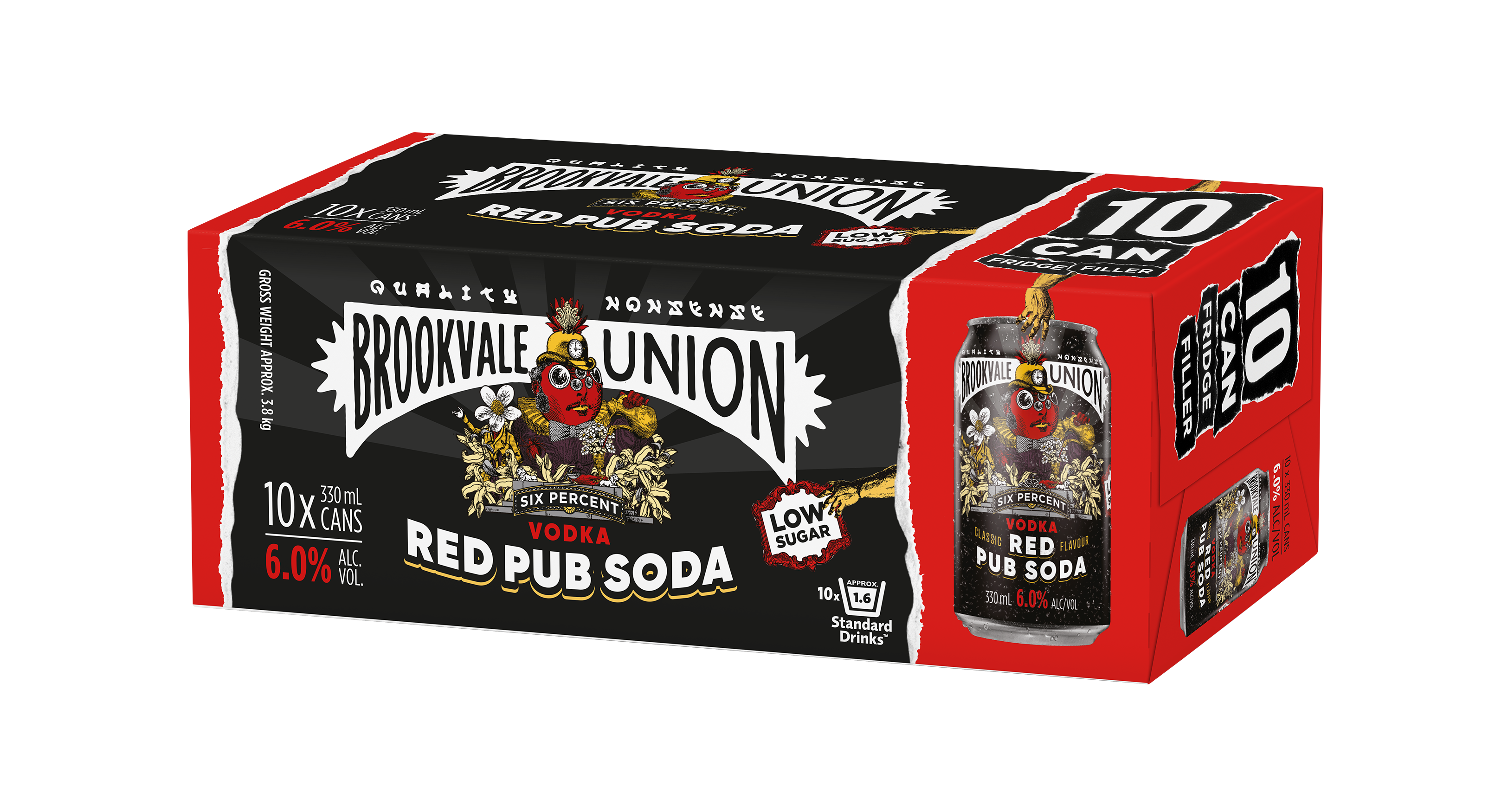Brookvale Union Red Pub Soda 6% 10 Pack Cans 330ml