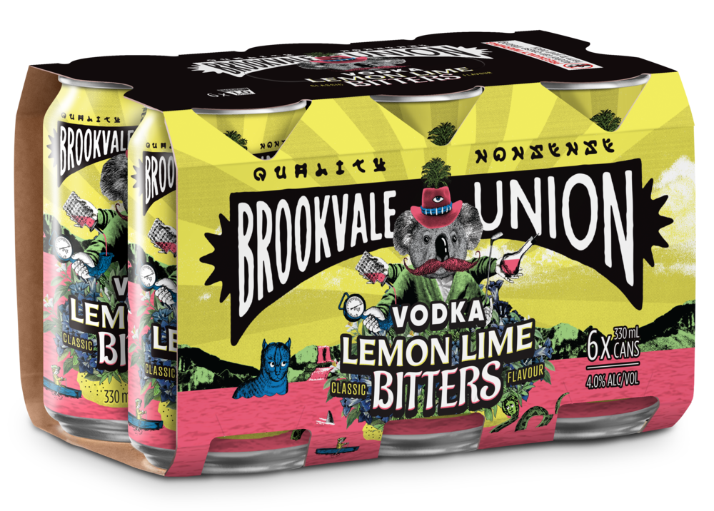 Brookvale Union Vodka Lemon Lime & Bitters 4% 6 Pack Cans 330ml