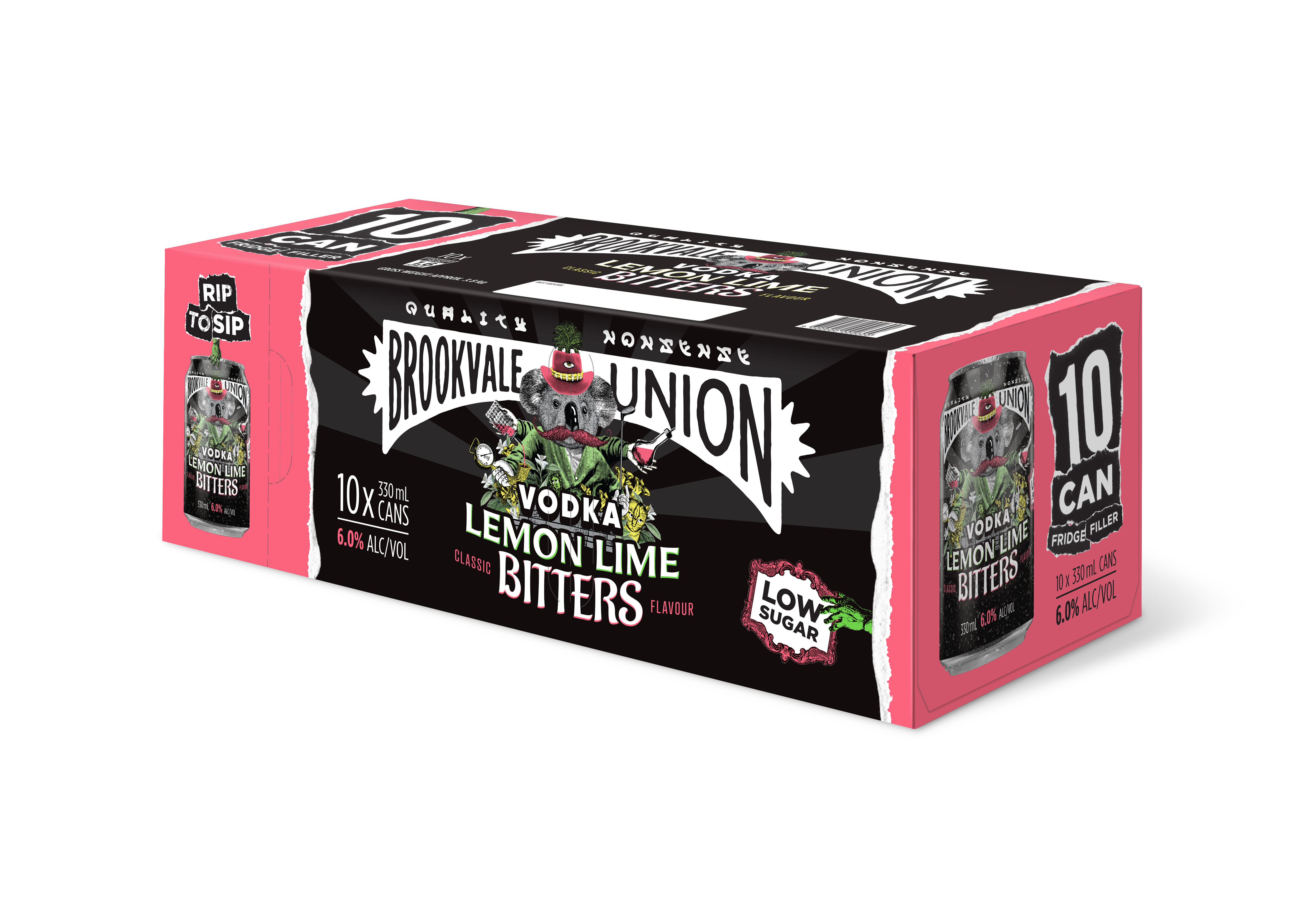 Brookvale Union Vodka Lemon Lime & Bitters 6% 10 Pack Cans 330ml