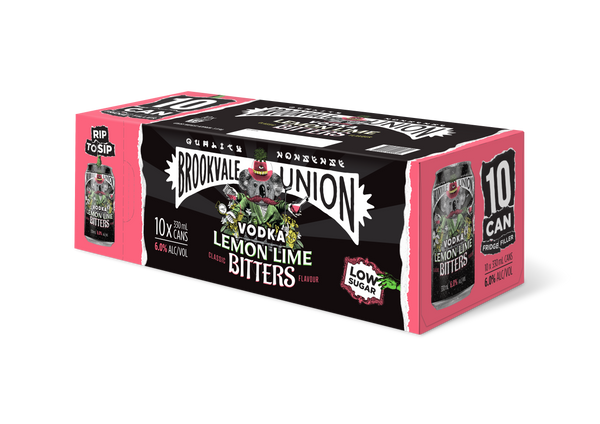 Brookvale Union Vodka Lemon Lime & Bitters 6% 10 Pack Cans 330ml