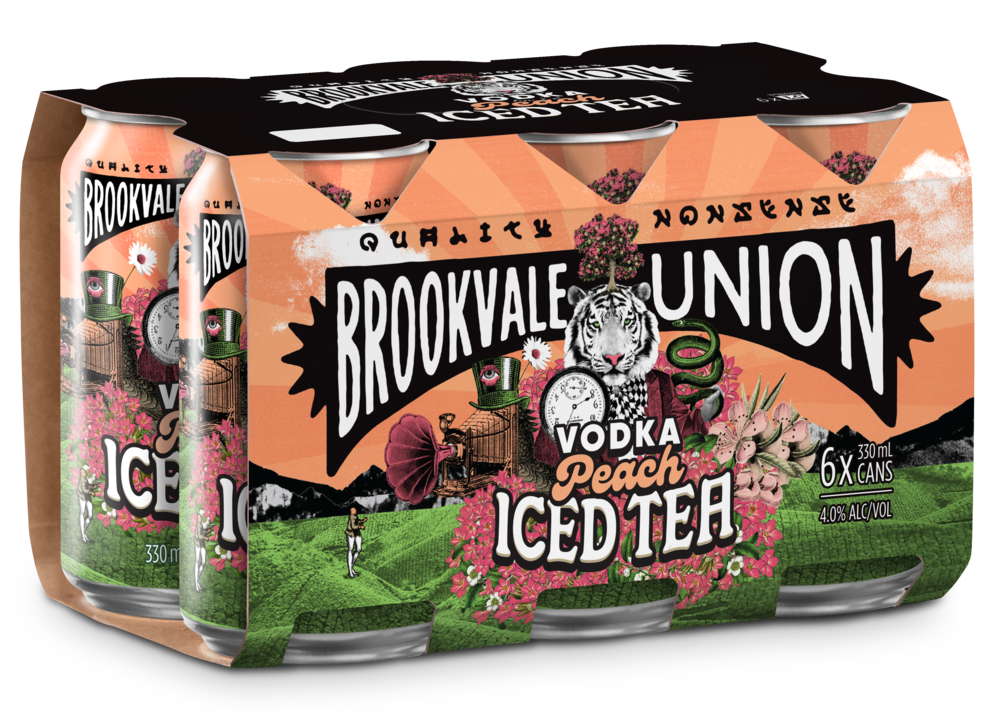 Brookvale Union Vodka Peach Ice Tea 4% 6 Pack Cans 330ml