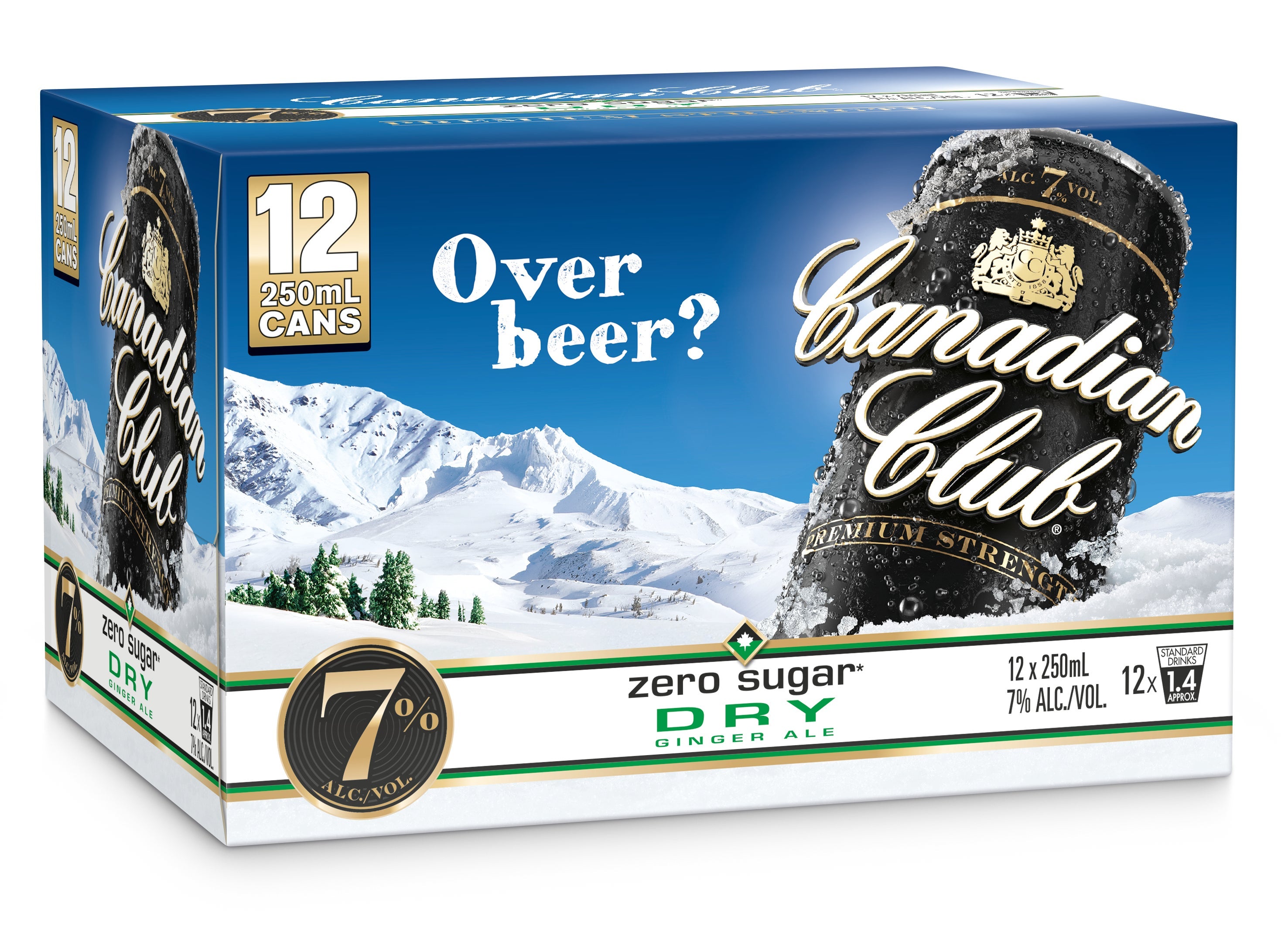 Canadian Club & Dry Zero 7% 12 Pack Cans 250ml