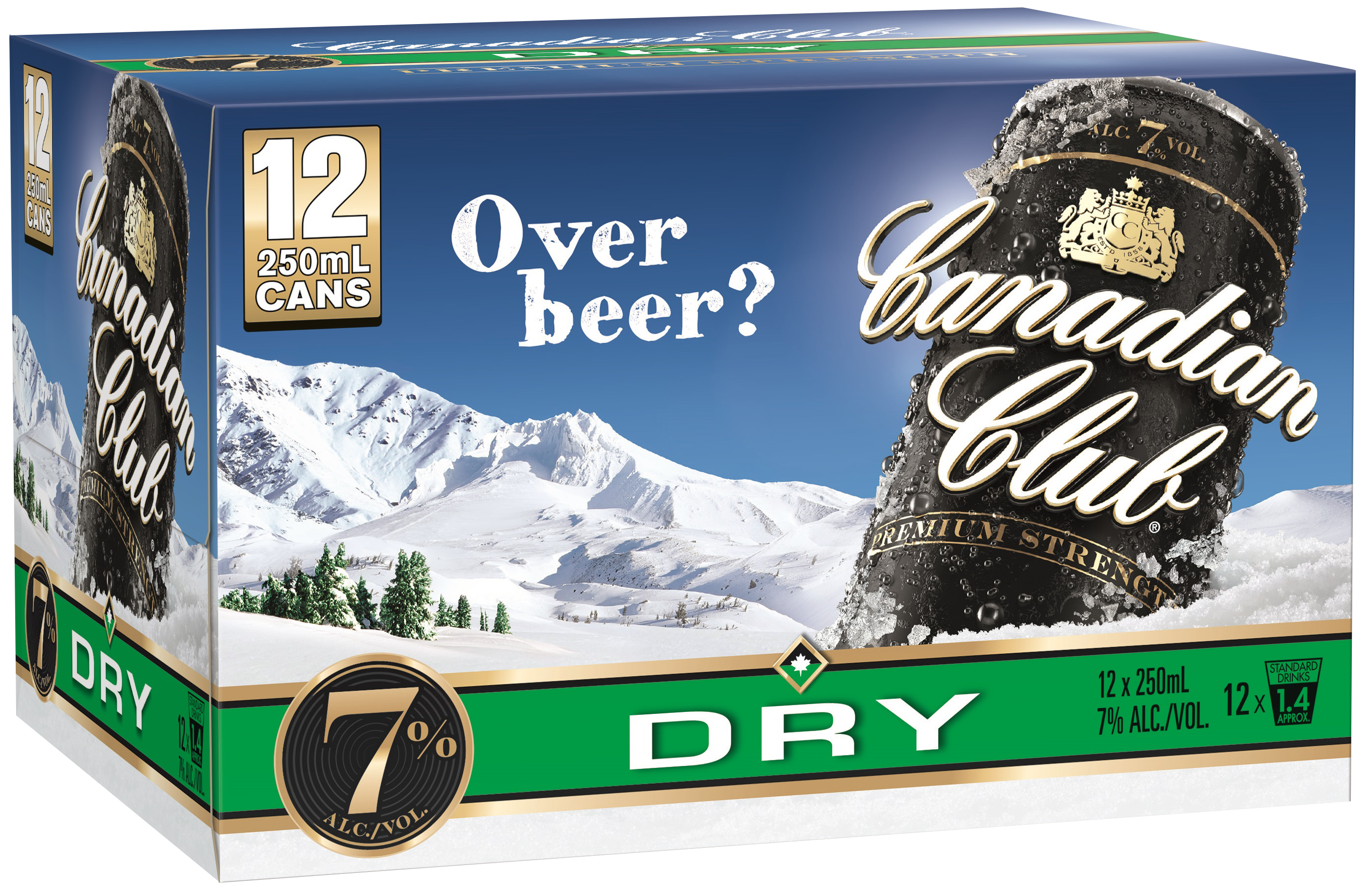 Canadian Club Premium & Dry 7% 12 Pack Cans 250ml