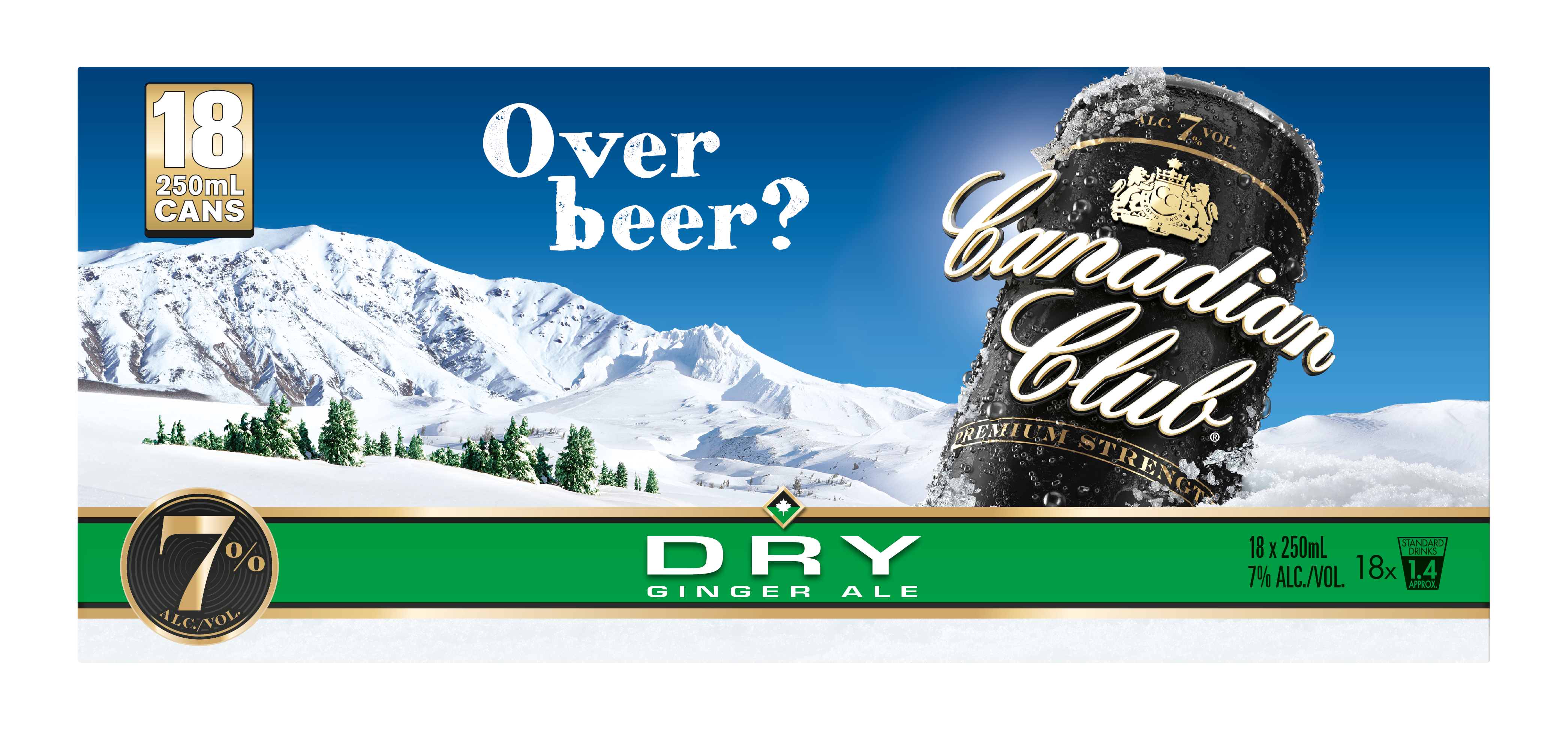 Canadian Club Premium & Dry 7% 18 Pack Cans 250ml