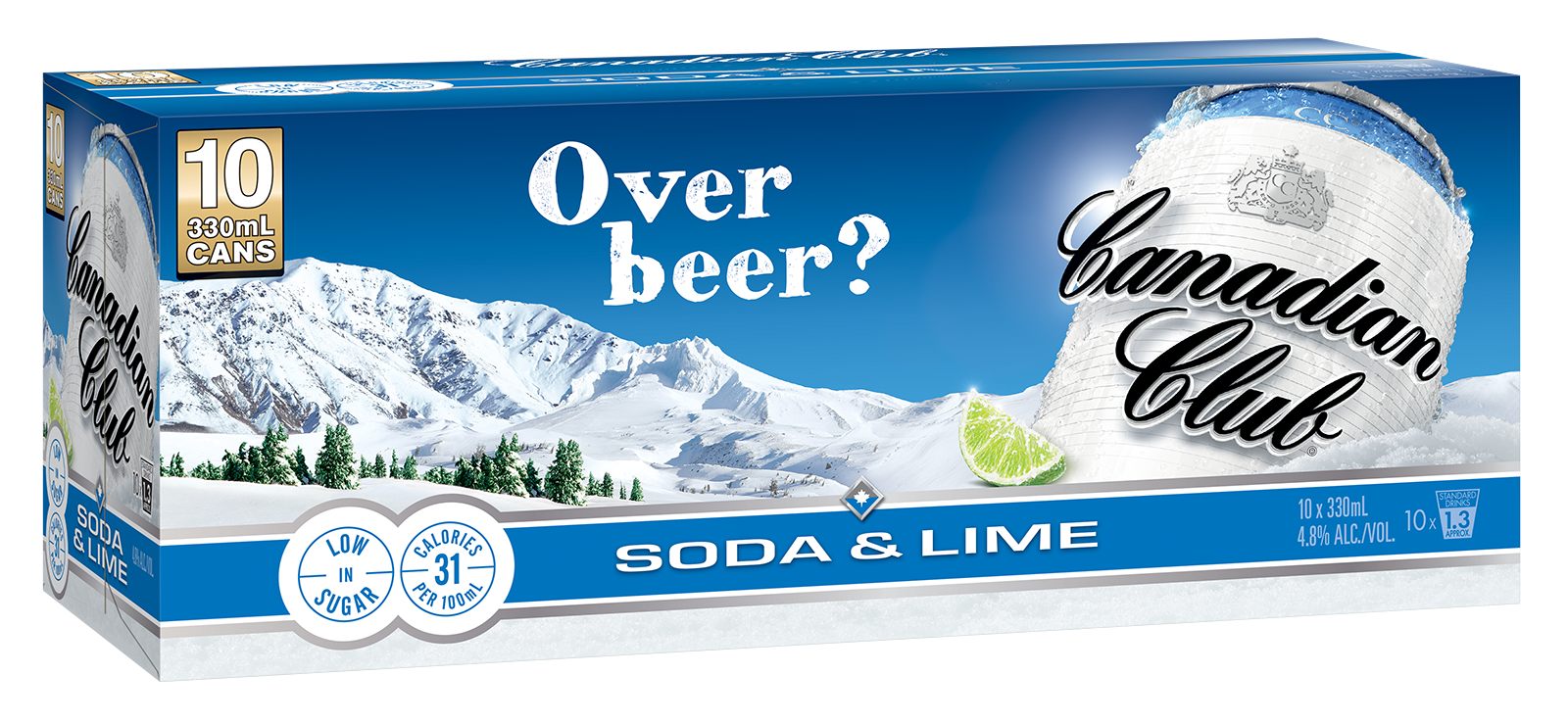 Canadian Club Soda & Lime 4.8% 10 Pack Cans 330ml