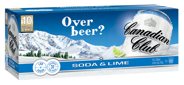 Canadian Club Soda & Lime 4.8% 10 Pack Cans 330ml