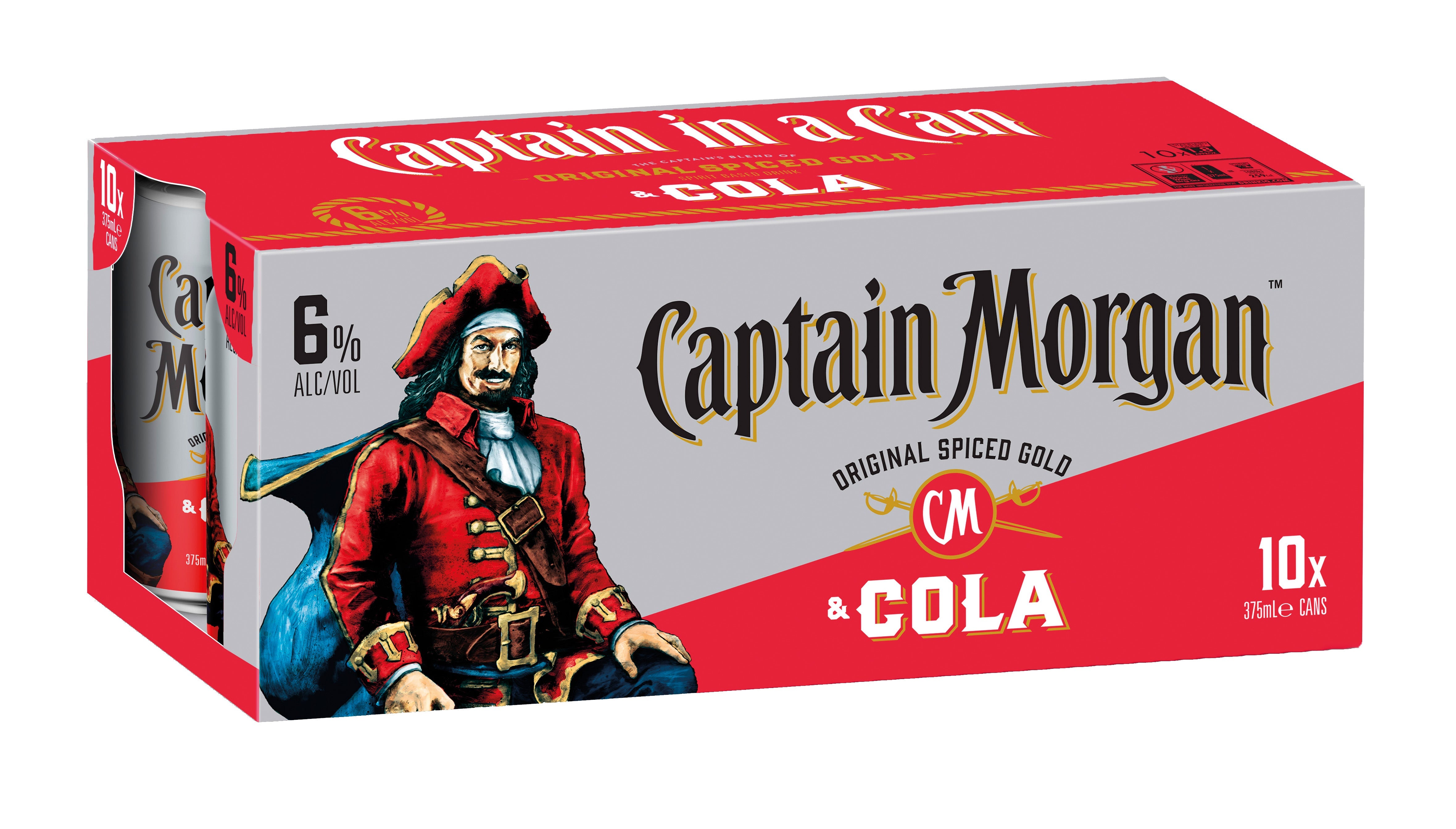 Captain Morgan Spiced & Cola 6% 10 Pack Cans 330ml