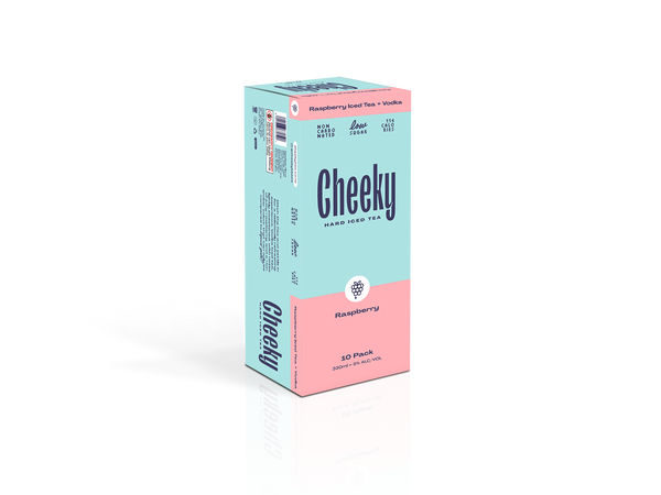Cheeky Hard Iced Tea Raspberry 5% 10 Pack Cans 330ml