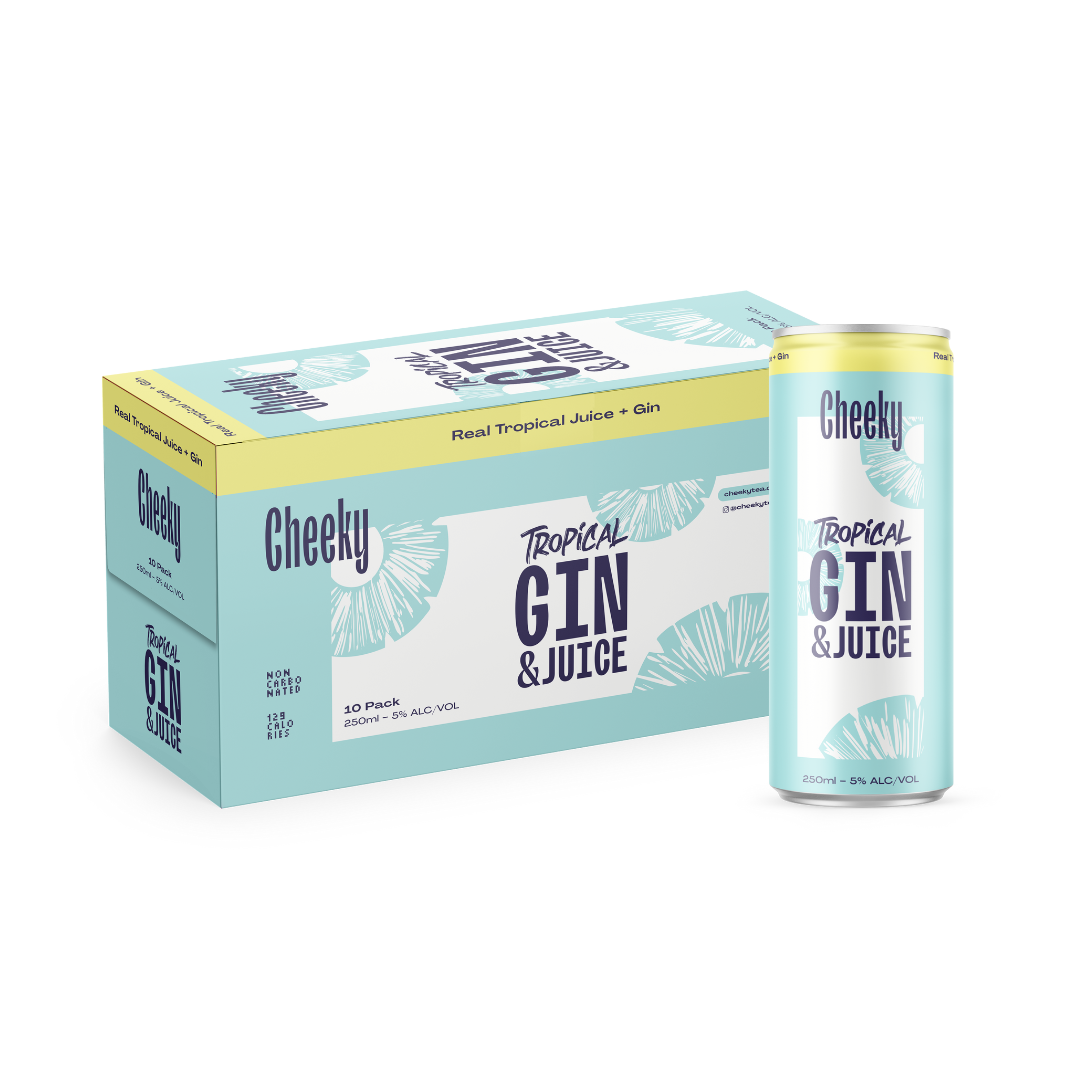 Cheeky Tropical Gin & Juice 5% 10 Pack Cans 250ml