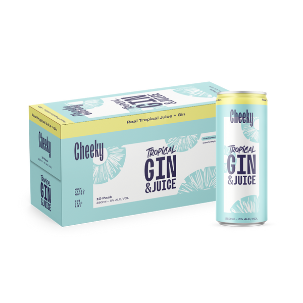 Cheeky Tropical Gin & Juice 5% 10 Pack Cans 250ml