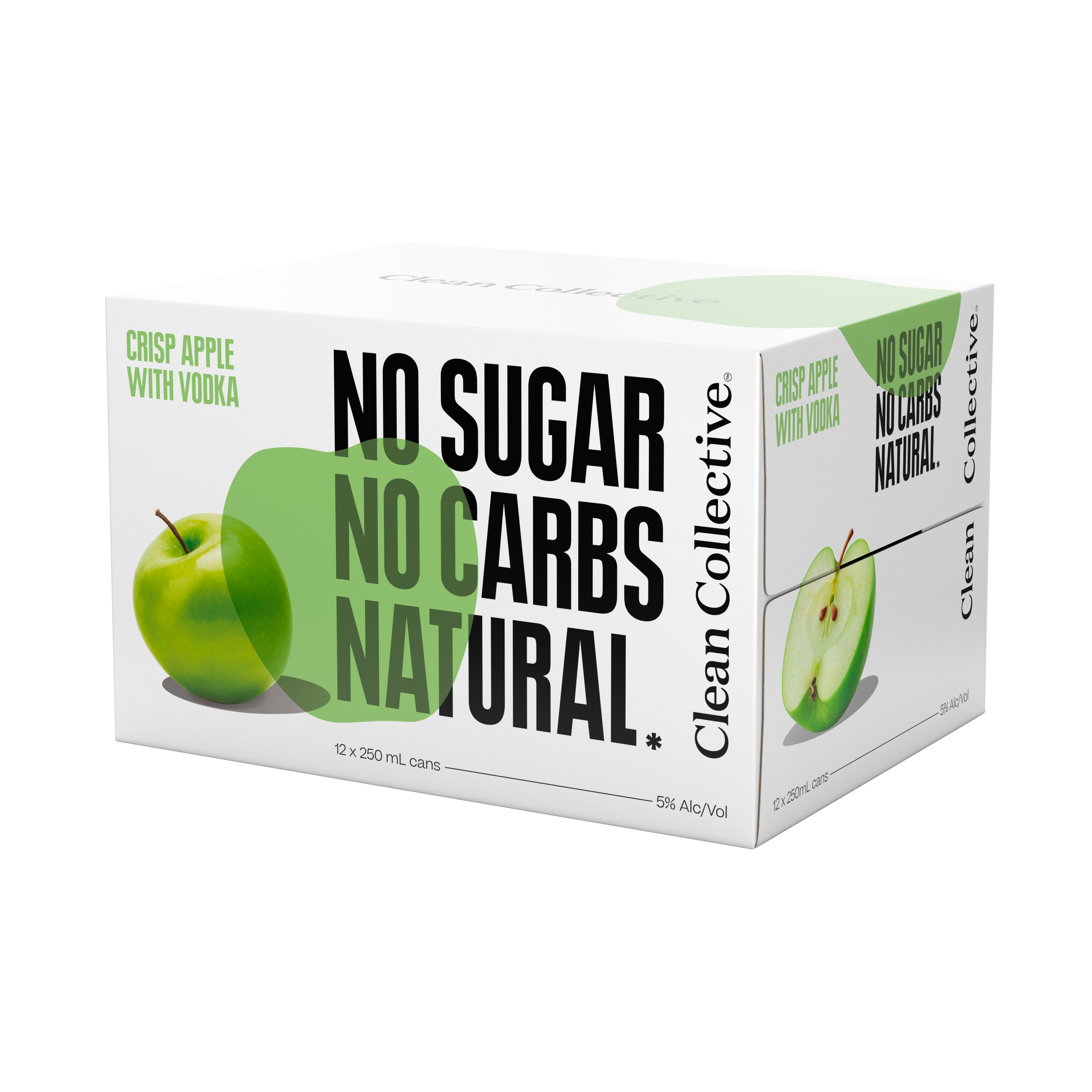 Clean Collective Crisp Apple with Vodka 5% 12 Pack Cans 250ml