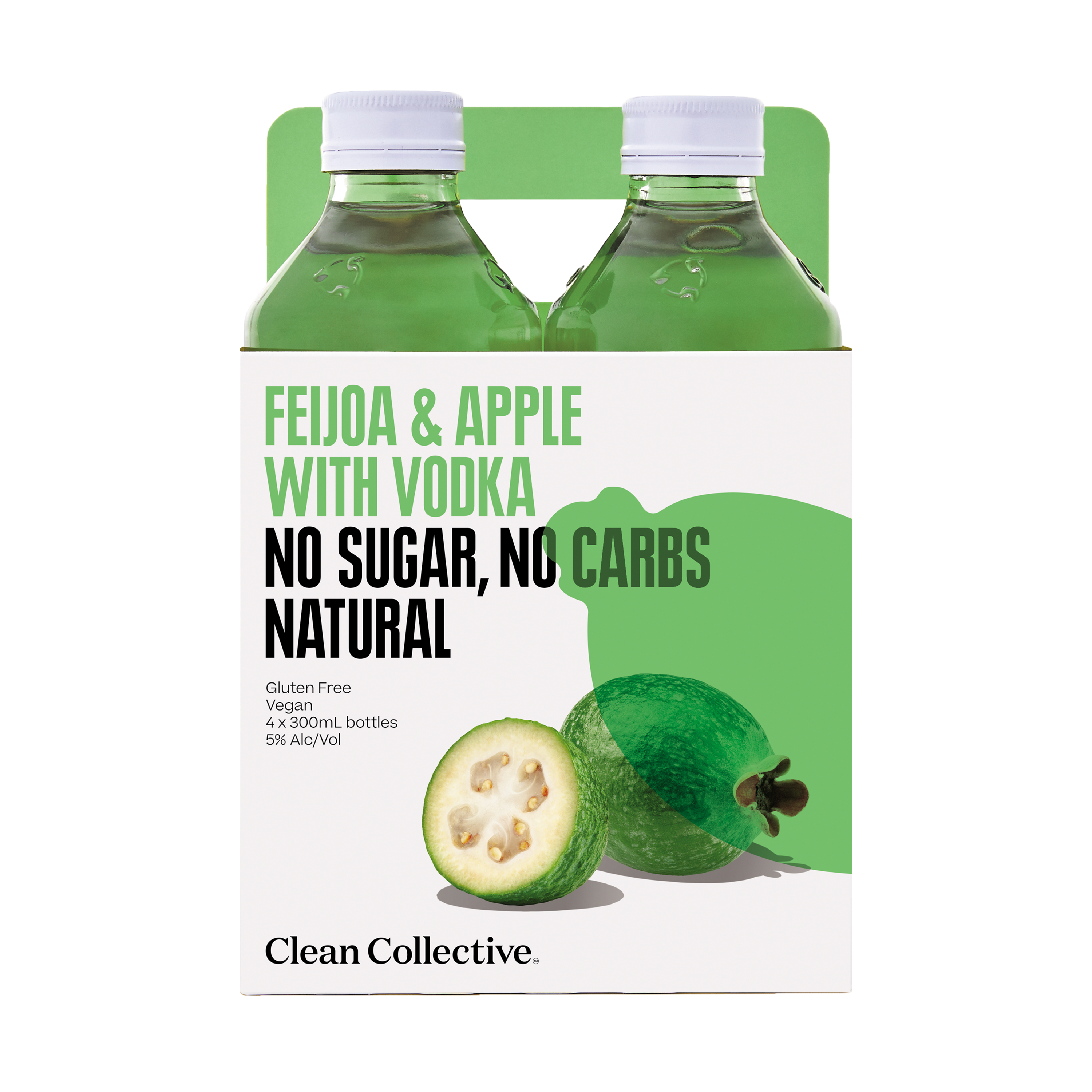 Clean Collective Feijoa and Apple with Vodka 5% 4 Pack Bottles 300ml
