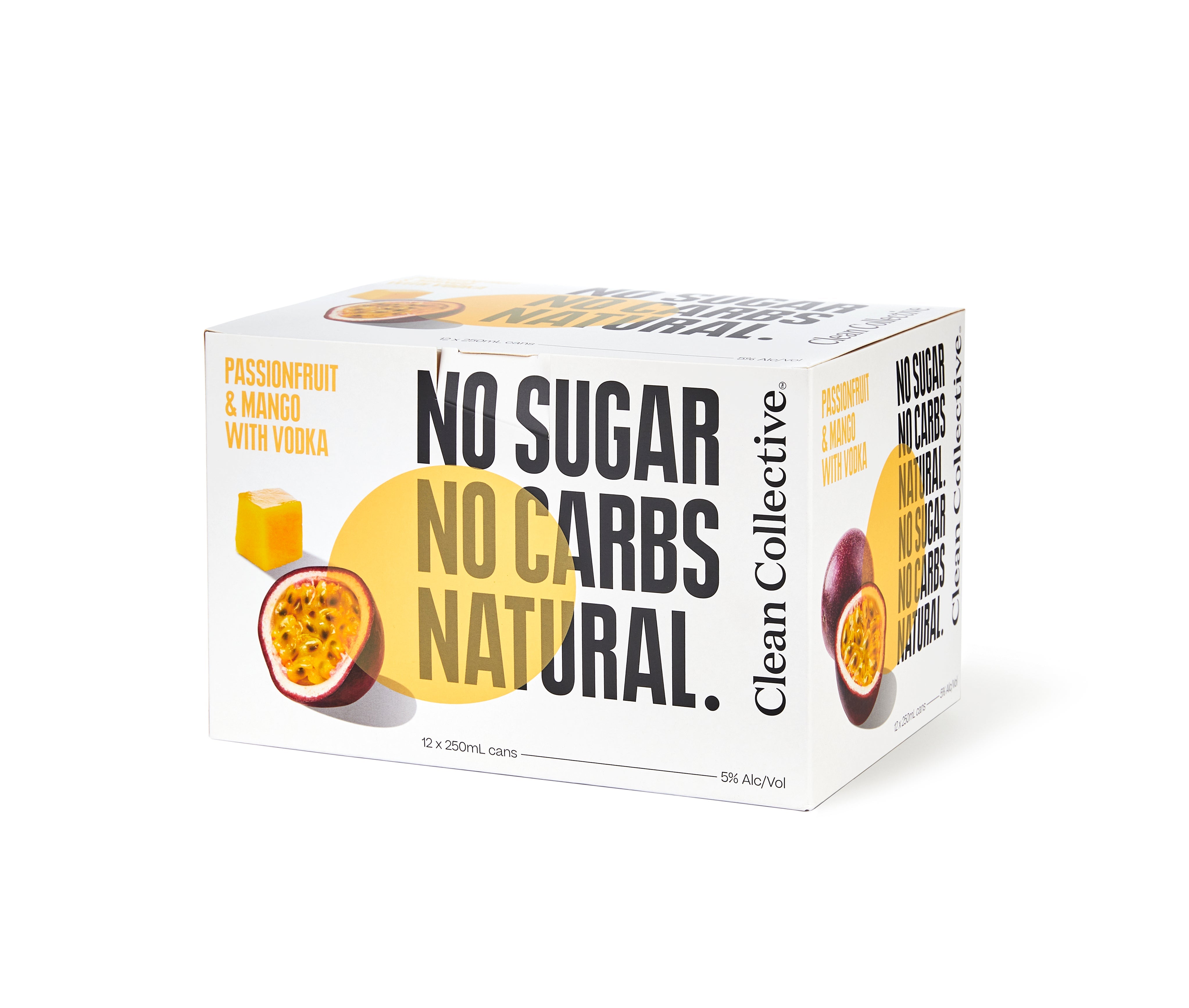 Clean Collective Passionfruit & Mango Vodka 5% 12 Pack Cans 250ml