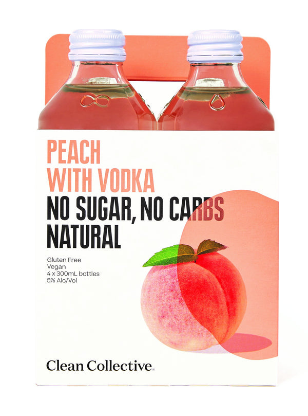 Clean Collective Peach with Vodka 5% 4 Pack Bottles 300ml