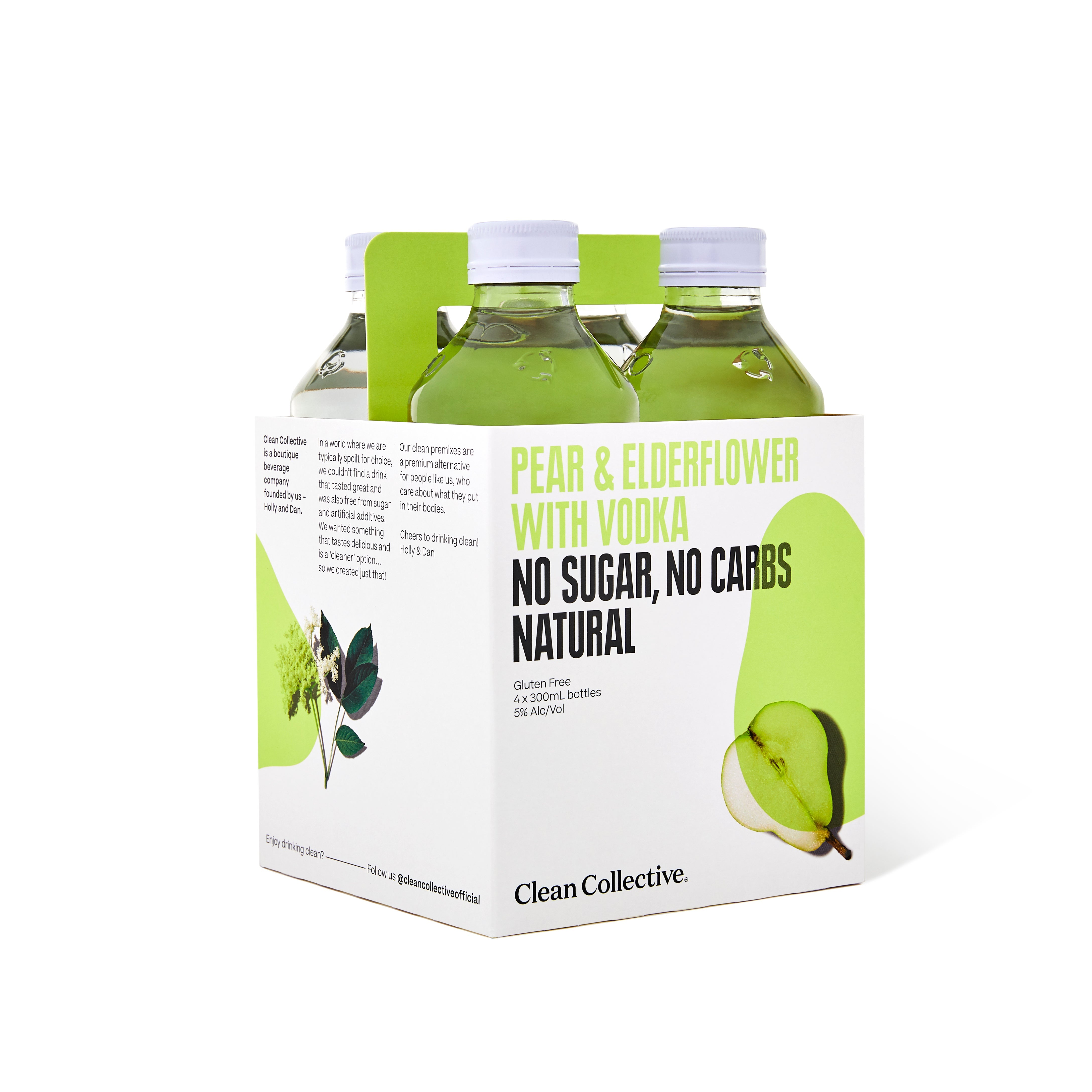 Clean Collective Pear Elderflower 5% 4 Pack Bottles 300ml