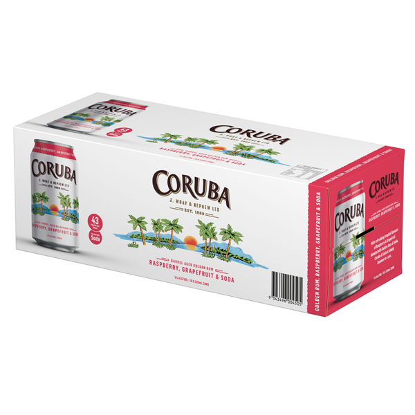 Coruba Grapefruit Raspberry 5% 10 Pack Cans 330ml