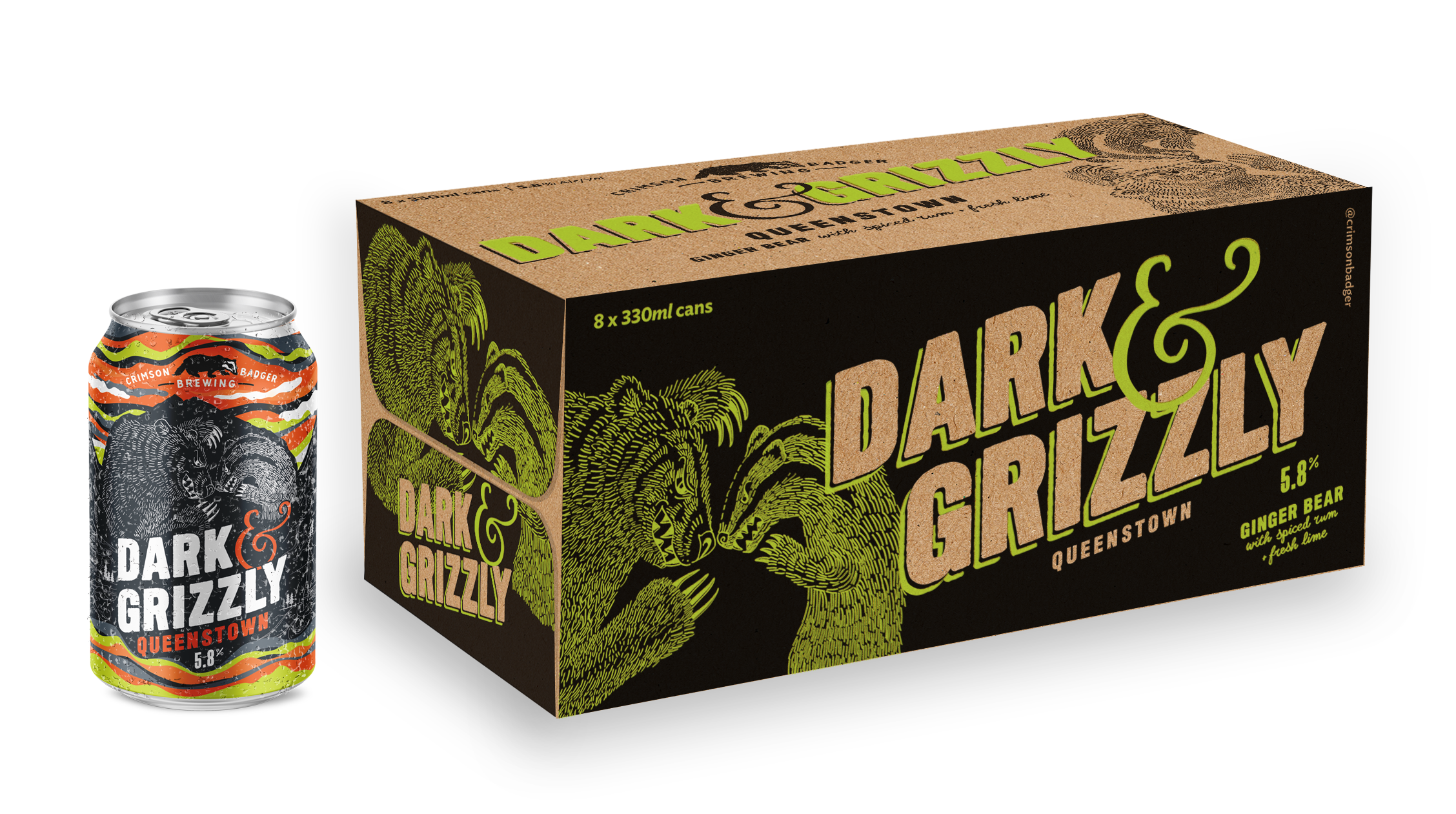 Crimson Badger Dark & Grizzly 5.8% 8 Pack Cans 330ml
