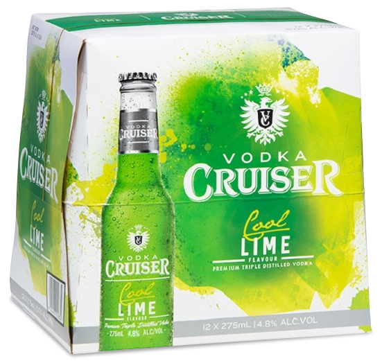 Cruiser Cool Lime 4.8% 12 Pack Bottles 275ml