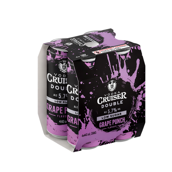 Cruiser Double Grape Punch Low Sugar 5.7% 4 Pack Cans 440ml