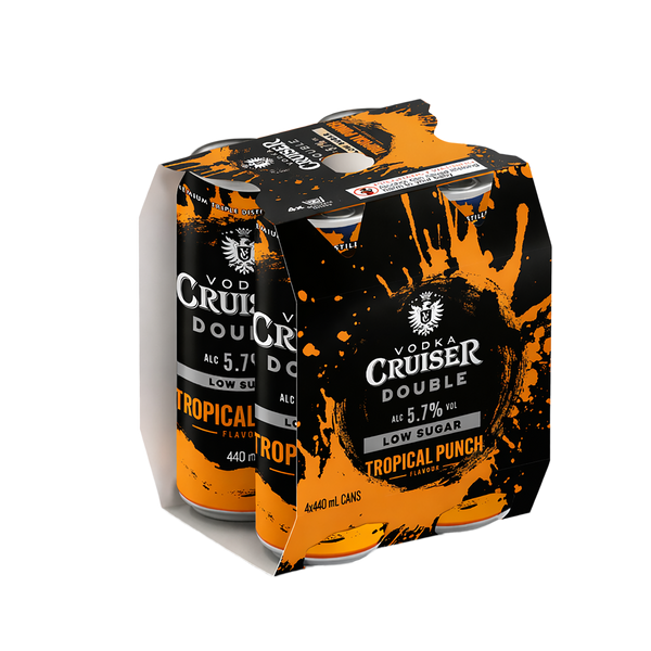 Cruiser Double Tropical Punch Low Sugar 5.7% 4 Pack Cans 440ml