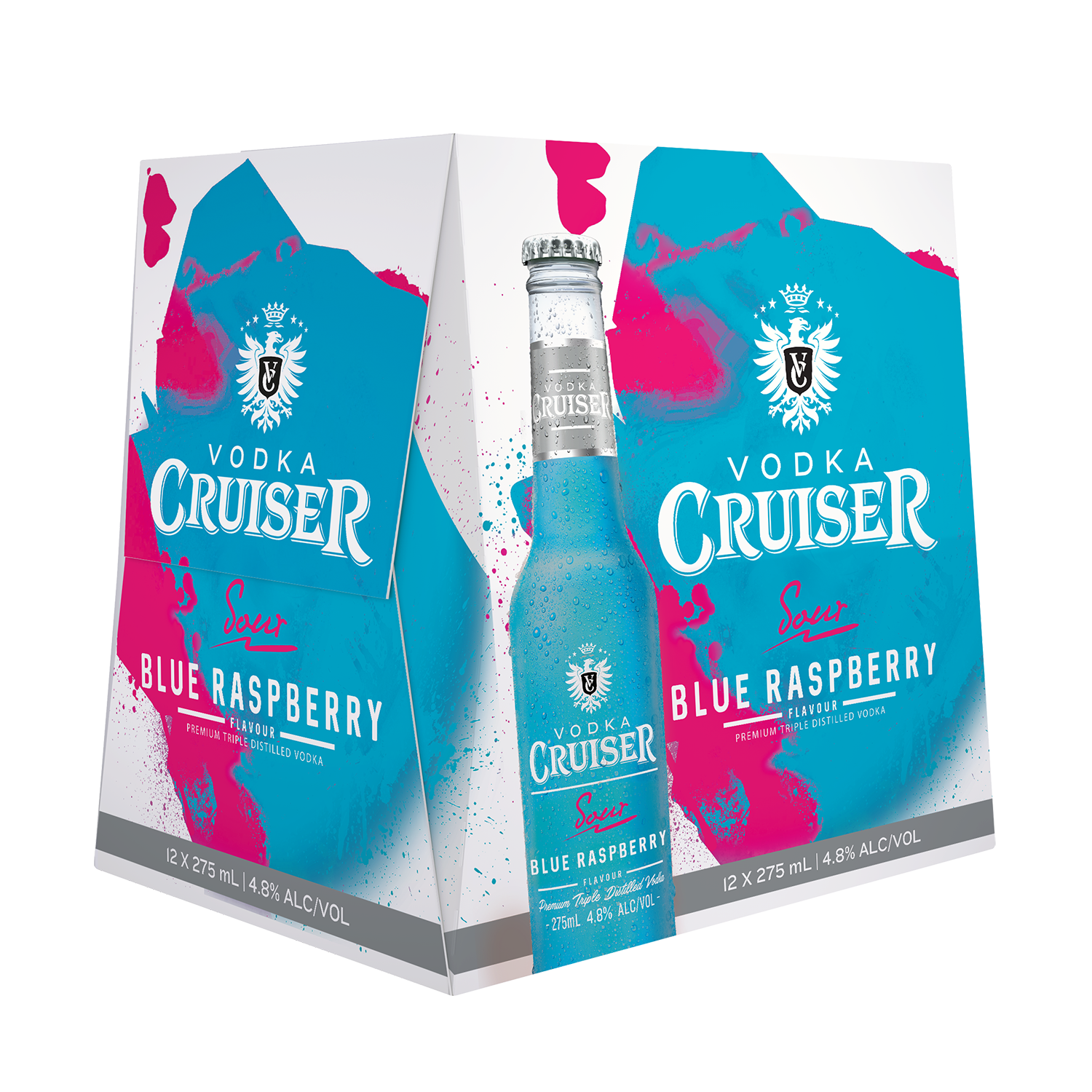 Cruiser Sour Blue Raspberry 4.8% 12 Pack Bottles 275ml