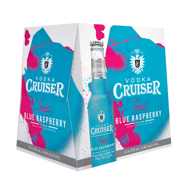 Cruiser Sour Blue Raspberry 4.8% 12 Pack Bottles 275ml