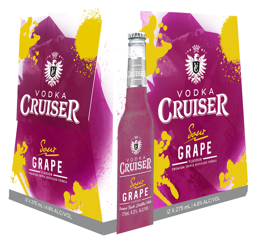 Cruiser Sour Grape 4.8% 12 Pack Bottles 275ml