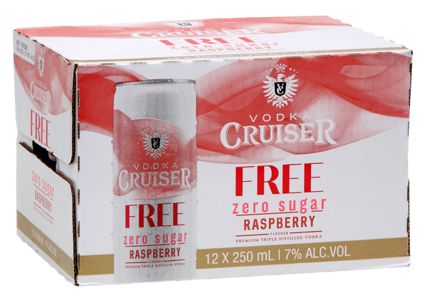 Cruiser Sugar Free Raspberry 7% 12 Pack Cans 250ml