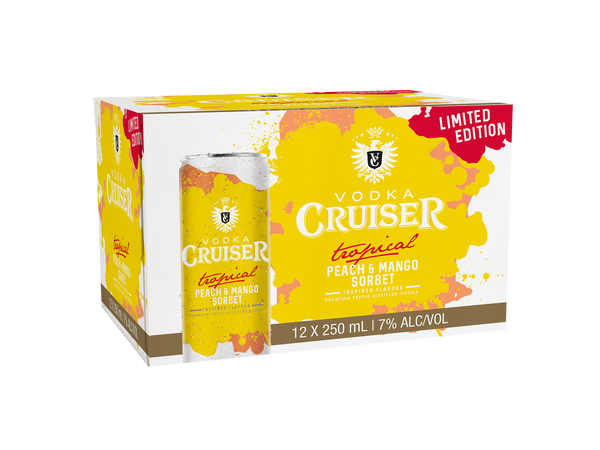Cruiser Tropical Peach & Mango Sorbet 7% 12 Pack Cans 250ml