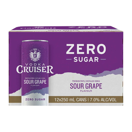 Cruiser Zero Sugar Grape 7% 12 Pack Cans 250ml