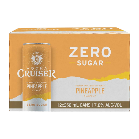 Cruiser Zero Sugar Pineapple 7% 12 Pack Cans 250ml