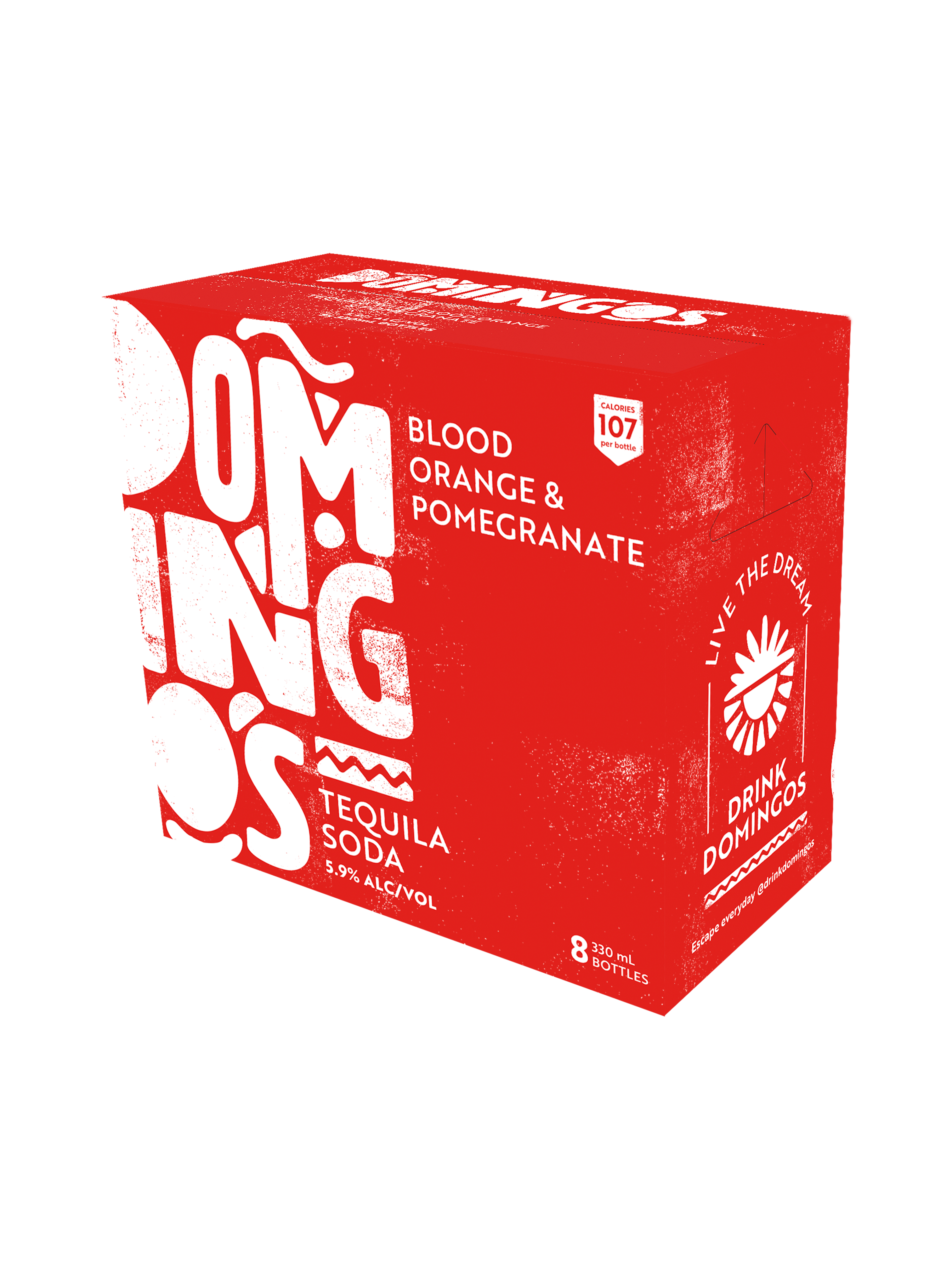 Domingos Blood Orange & Pomegranate Tequila Soda 5.9% 8 Pack Bottles 330ml
