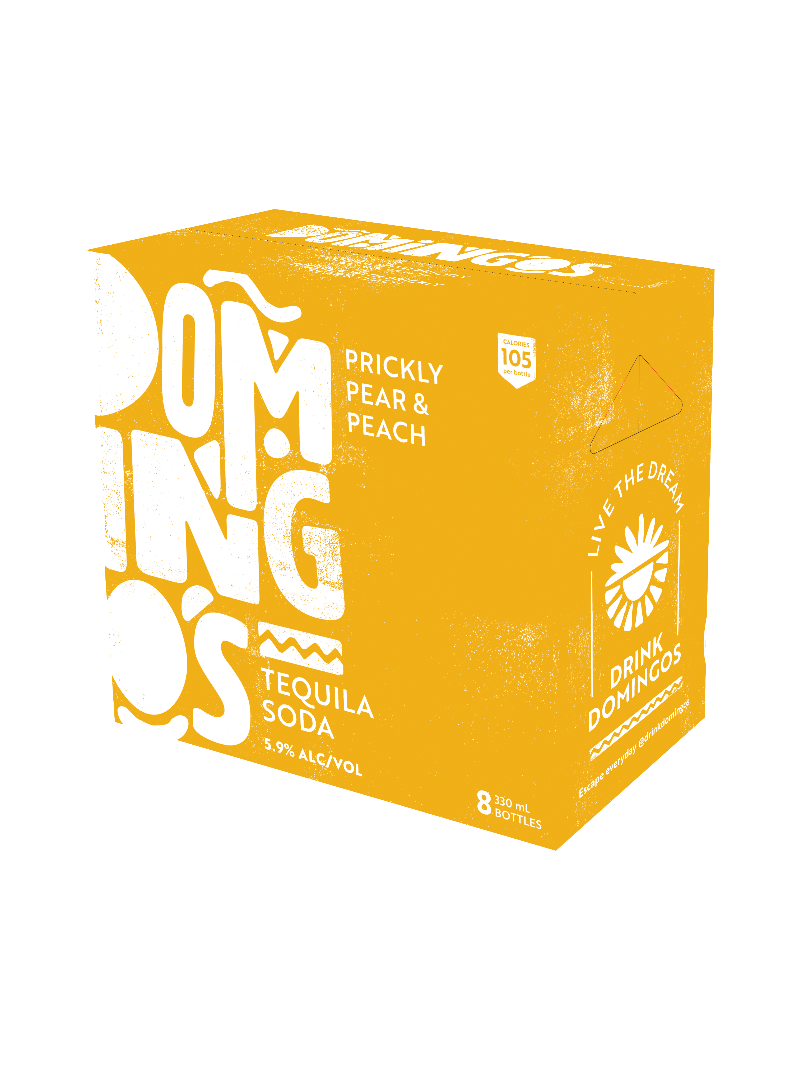 Domingos Prickly Pear & Peach Tequila Soda 5.9% 8 Pack Bottles 330ml