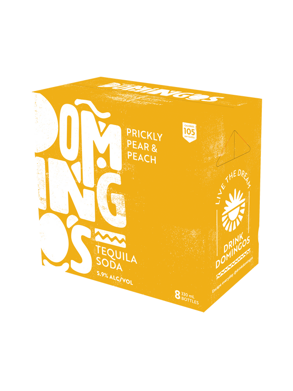 Domingos Prickly Pear & Peach Tequila Soda 5.9% 8 Pack Bottles 330ml