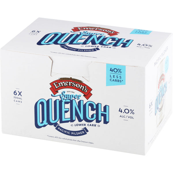 Emersons Super Quench Low Carb Pacific Pilsner 6 Pack Cans 330ml