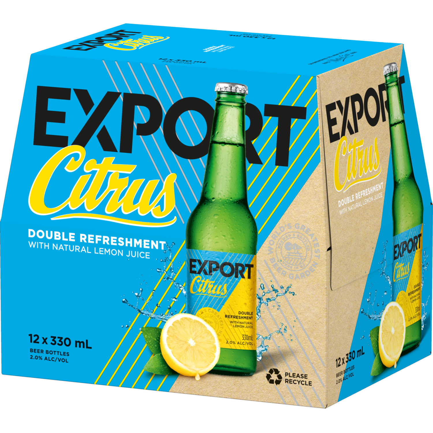 Export Citrus Lemon 2% 12 Pack Bottles 330ml
